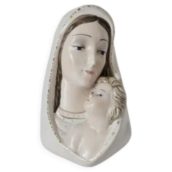 Céramique murale Vierge à l'enfant Italie vintage