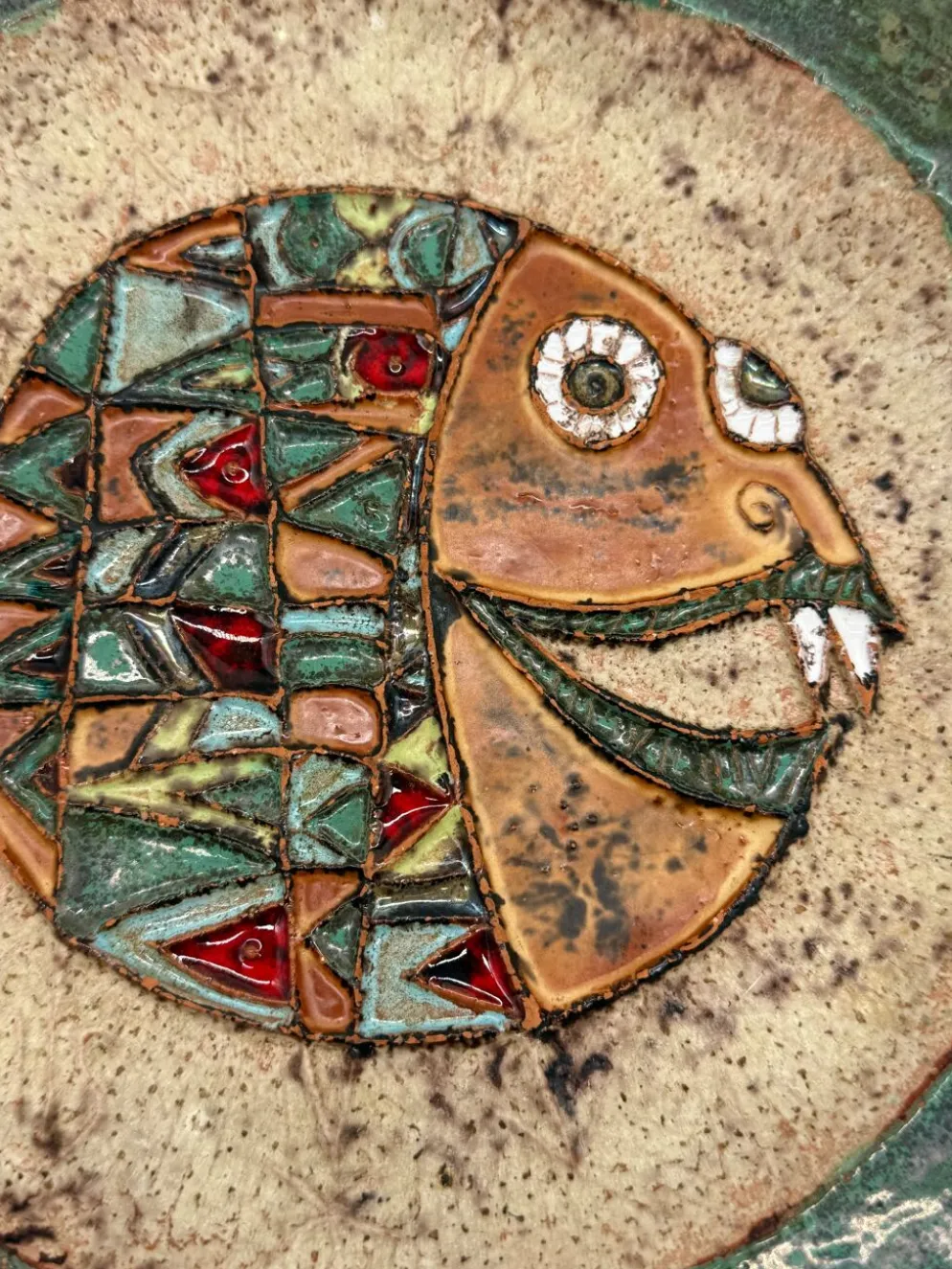 Céramique mural "poisson" – roland zobel, les cyclades 1970s