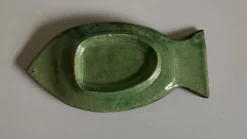 Céramique poisson Dieulefit, en terre vernissée verte