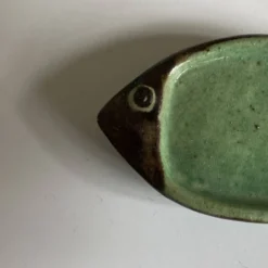 Céramique poisson Dieulefit, en terre vernissée verte