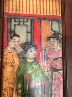 Écran chinois scène de genre sur albâtre