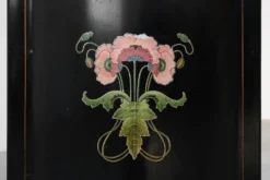 Écran de feu en laque Art Nouveau avec motif floral peint à la main, France