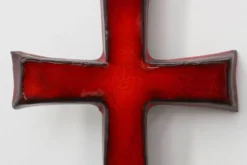 Croix en céramique émaillée rouge par Vandeweghe pour Amphora, Belgique, vers 1960