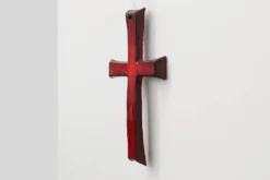 Croix en céramique émaillée rouge par Vandeweghe pour Amphora, Belgique, vers 1960