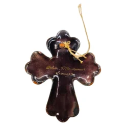 Croix en émail de Limoges, Atelier P. Bonhomme, années 1990 - Fabriquée à la main