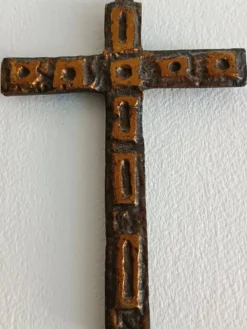 Croix murale en bronze Alfieri Gardone pour Jacques Lauterbach 1960