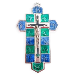 Crucifix en métal et émail