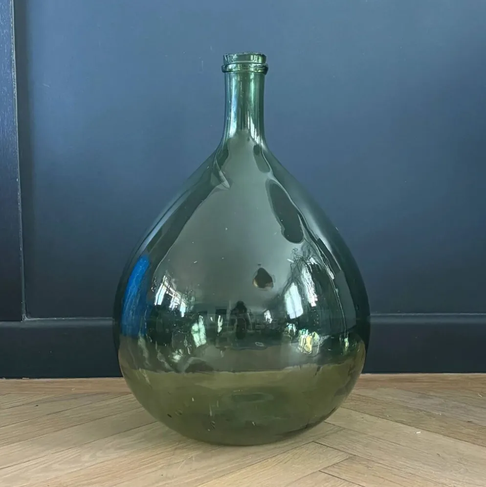 Dame-jeanne ancienne en verre vert