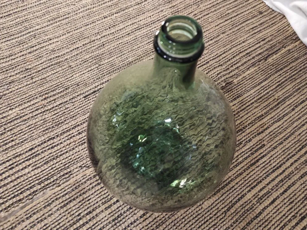 Dame jeanne ancienne verre fumé vert