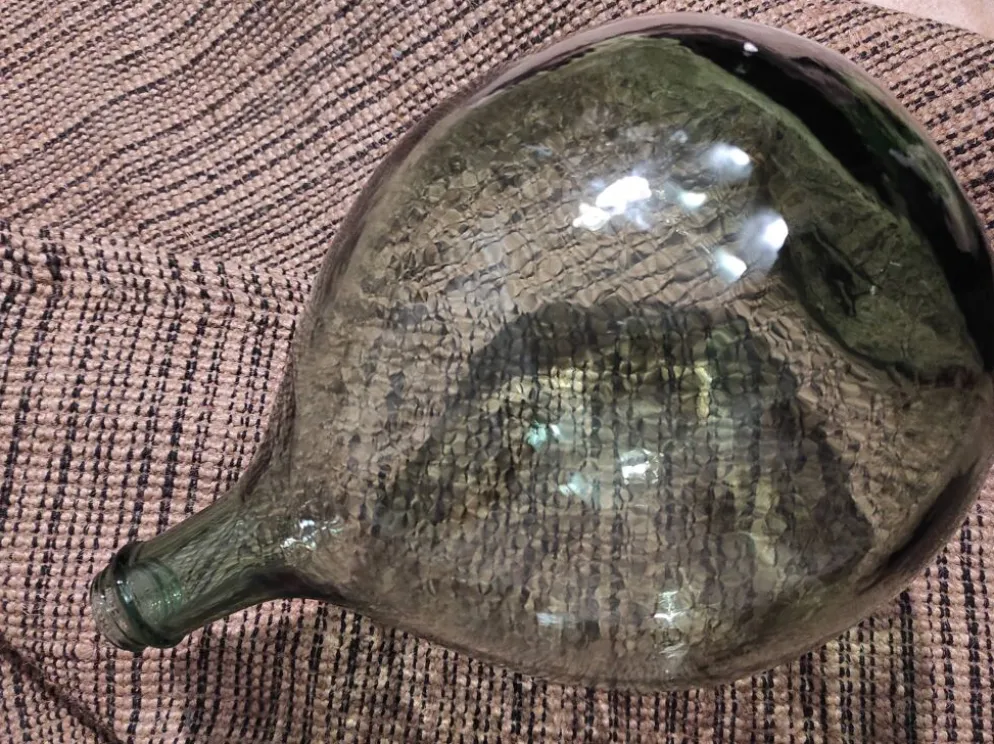 Dame jeanne ancienne verre fumé vert