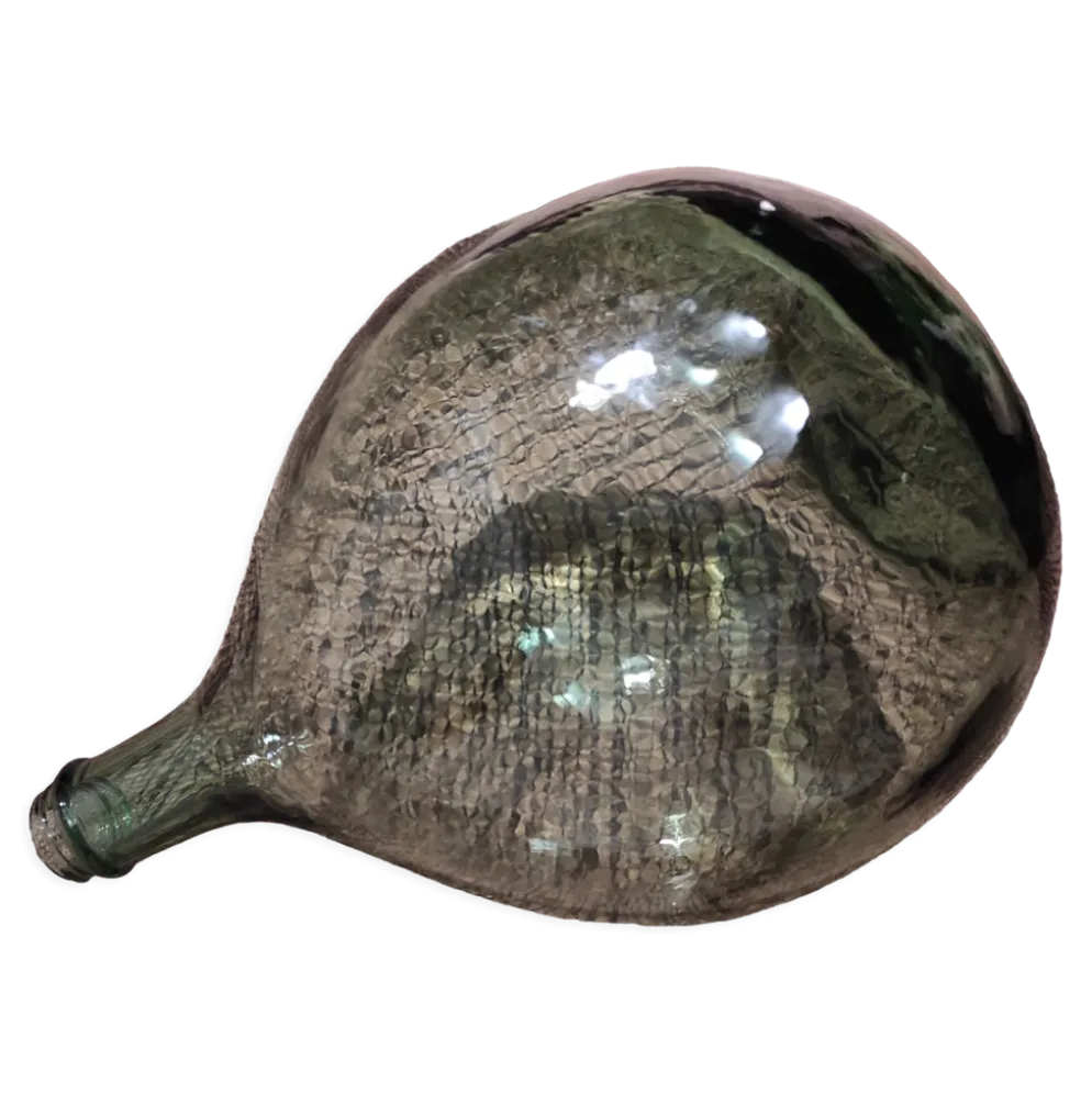 Dame jeanne ancienne verre fumé vert