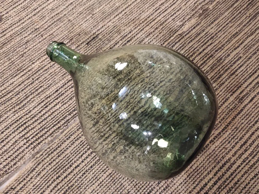 Dame jeanne ancienne verre fumé vert