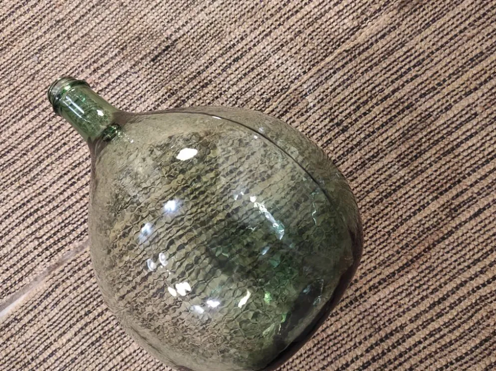 Dame jeanne ancienne verre fumé vert