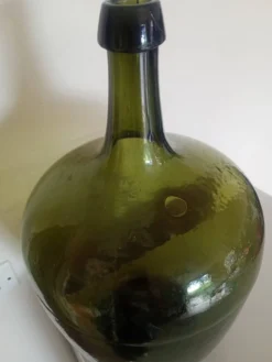 Dame-Jeanne Bonbonne ancienne verte 45cm Alsace - éclat col