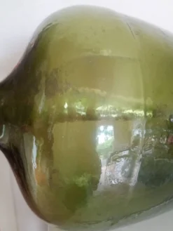 Dame-Jeanne Bonbonne ancienne verte 45cm Alsace - éclat col
