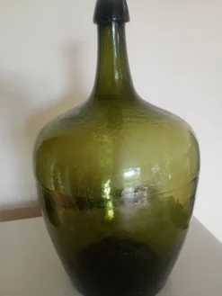 Dame-Jeanne Bonbonne ancienne verte 45cm Alsace - éclat col
