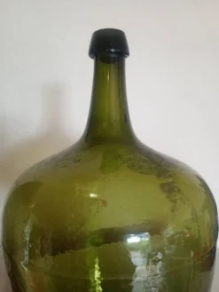 Dame-Jeanne Bonbonne ancienne verte 45cm Alsace - éclat col