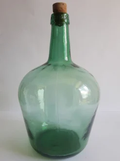 Dame jeanne bonbonne en verre verte Ayelense vintage