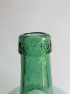 Dame jeanne bonbonne en verre verte Ayelense vintage