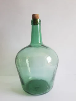 Dame jeanne bonbonne en verre verte Ayelense vintage