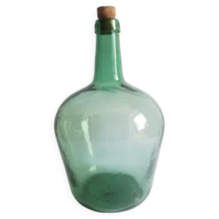 Dame jeanne bonbonne en verre verte Ayelense vintage