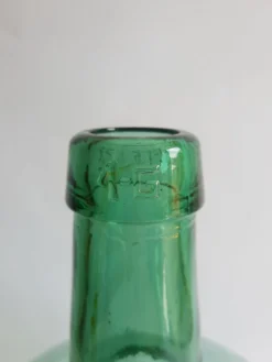 Dame jeanne bonbonne en verre verte Ayelense vintage