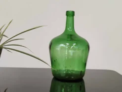 Dame Jeanne bonbonne verre vert émeraude vintage 25cm