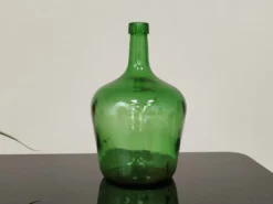 Dame Jeanne bonbonne verre vert émeraude vintage 25cm