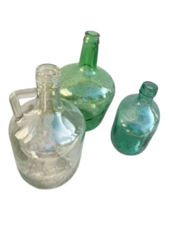 3 dame jeanne bouteille collection vert vintage