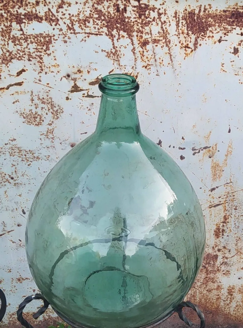 Dame jeanne bouteille jarre ancienne en verre vert