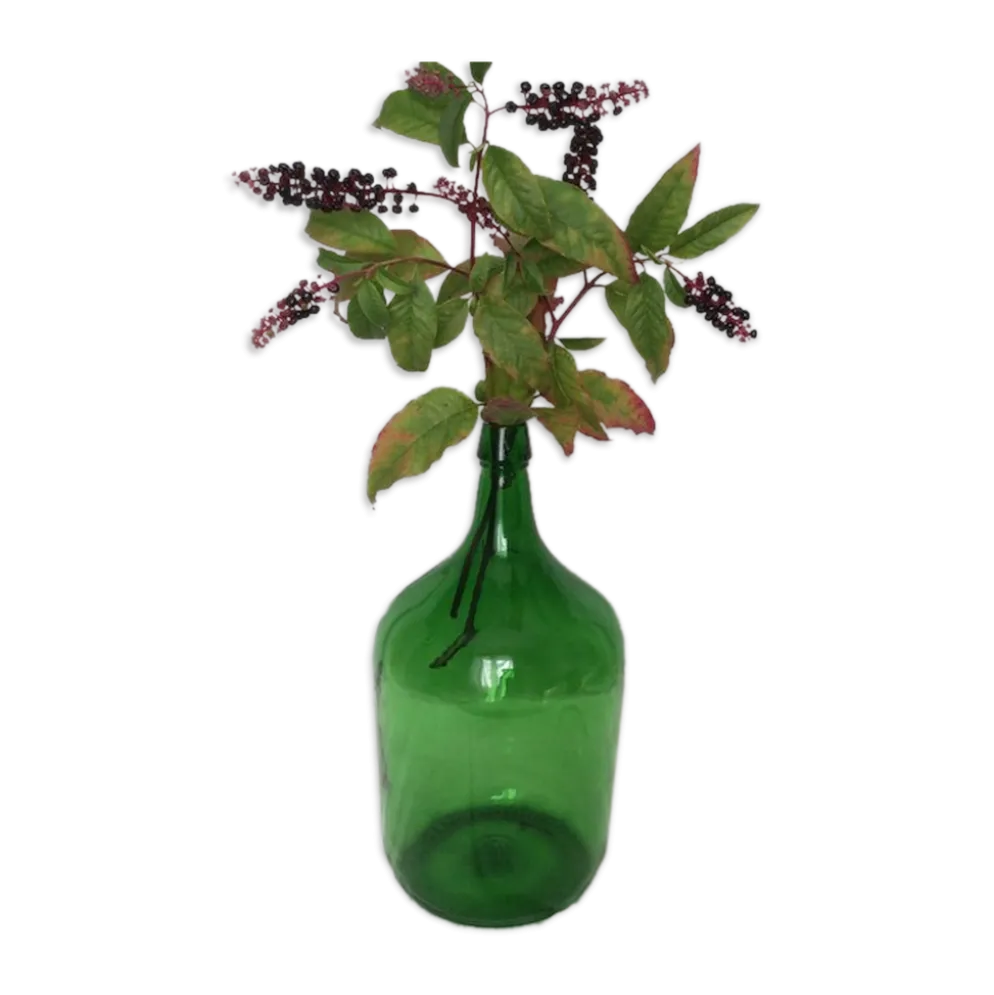 Dame Jeanne en verre vert émeraude