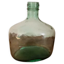 Dame-jeanne en verre vert oblongue