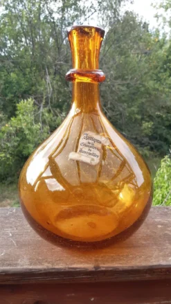 Dame Jeanne ou bonbonne verre soufflé ambré