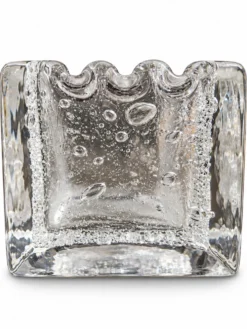 Daum Nancy vide poches quadrangulaires cendrier en verre épais bullé