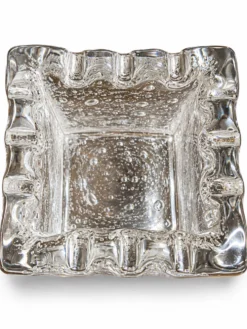Daum Nancy vide poches quadrangulaires cendrier en verre épais bullé