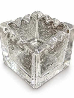 Daum Nancy vide poches quadrangulaires cendrier en verre épais bullé