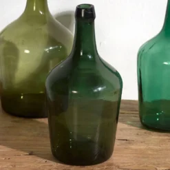 Demijohns verts anciens (c.1920). Ensemble de 3 pièces