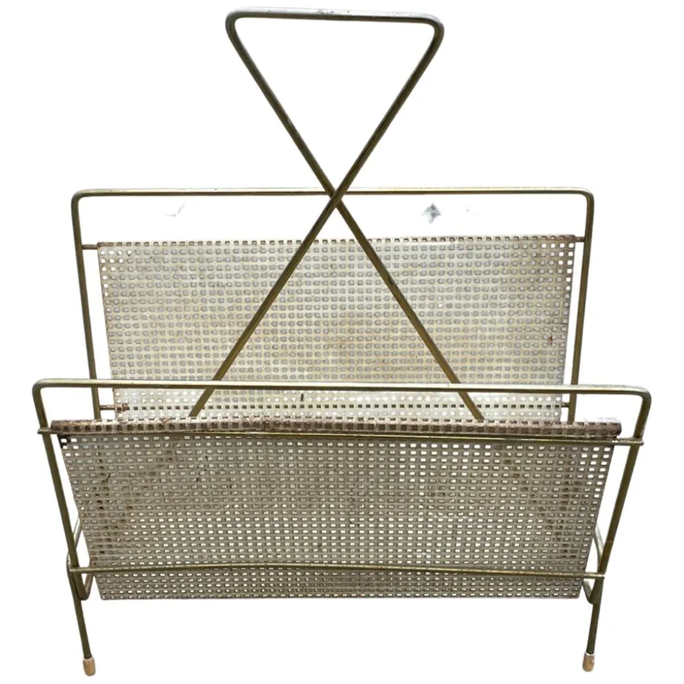 Design en laiton de rack de magazine vintage des années 60