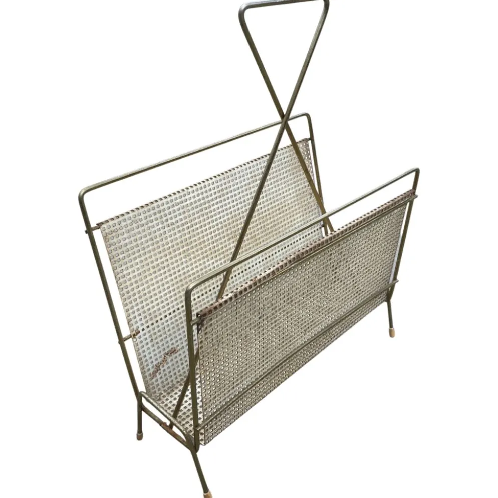 Design en laiton de rack de magazine vintage des années 60