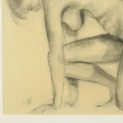 Dessin au fusain Femme Nu Étude Art Encadré