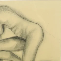 Dessin au fusain Femme Nu Étude Art Encadré