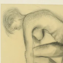 Dessin au fusain Femme Nu Étude Art Encadré