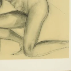 Dessin au fusain Femme Nu Étude Art Encadré
