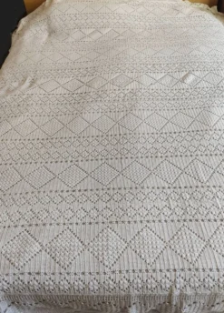 Dessus de lit en coton blanc , jeté de lit en crochet