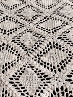 Dessus de lit en coton blanc - jeté de canapé aux motifs géométriques
