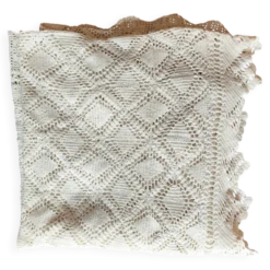Dessus de lit en coton blanc - jeté de canapé aux motifs géométriques