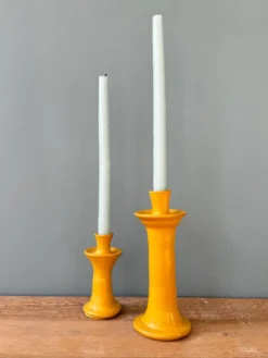 Deux bougeoirs Tamegroute ocre jaune