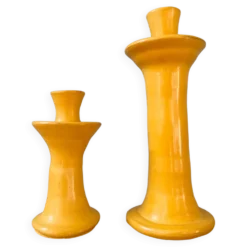 Deux bougeoirs Tamegroute ocre jaune