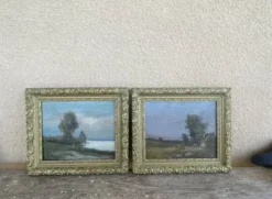 Deux Tableaux peinture sur bois W.Nelly