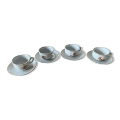 Dinette en faïence, 4 tasses et 4 sous-tasses